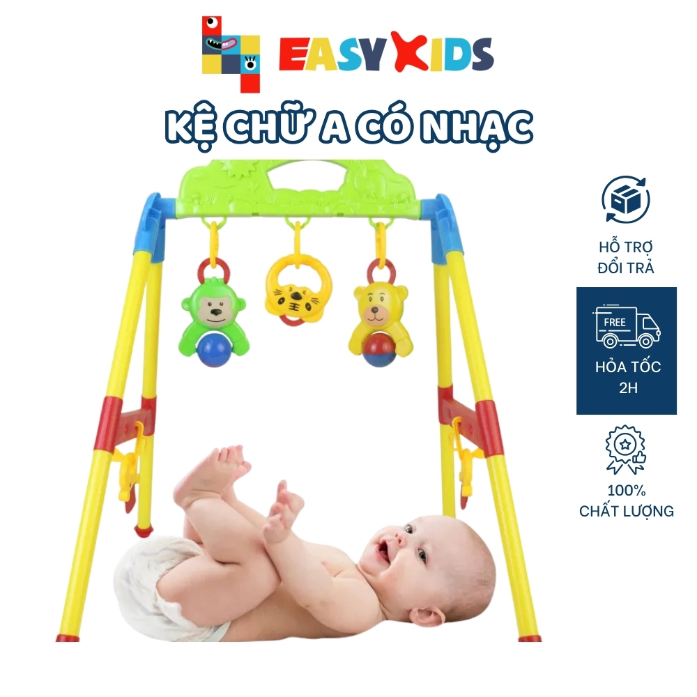 Kệ chữ a cho trẻ sơ sinh có nhạc, đồ chơi treo kệ cho bé giá chữ a