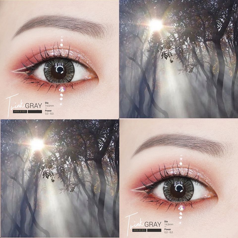 Lens - Kính áp tròng xám tây sử dụng 1 năm tặng kèm khay tặng kèm khay đơn bé chưa có dụng cụ đeo