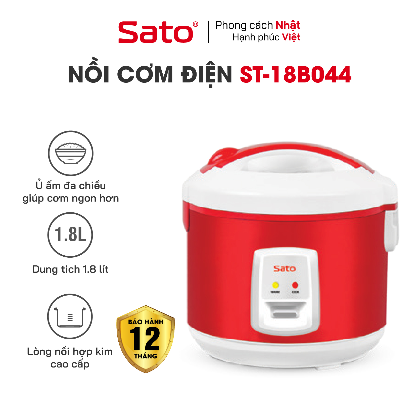 Nồi cơm điện 1.8l sato 18b044