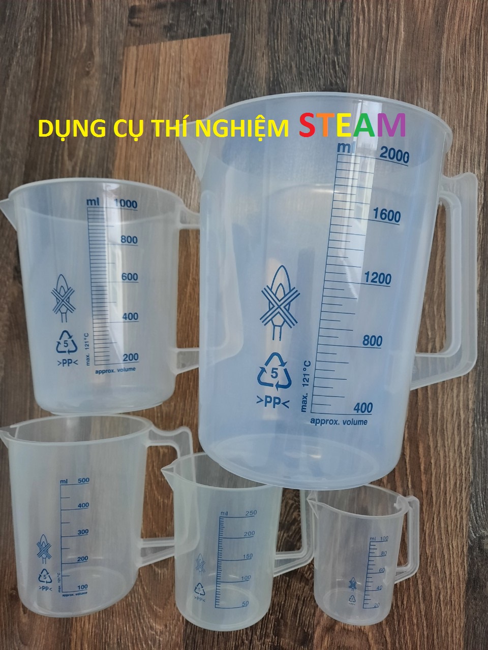 Ca nhựa cốc nhựa ca đong ly đong có quai chia vạch xanh dày 100ml 250ml 500ml 1000ml 2000ml