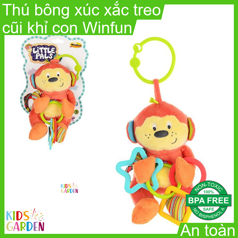 [HCM]Đồ chơi thú bông cầm tay 000119 (Thú bông xúc xắc treo cũi khỉ con) hiệu Winfun
