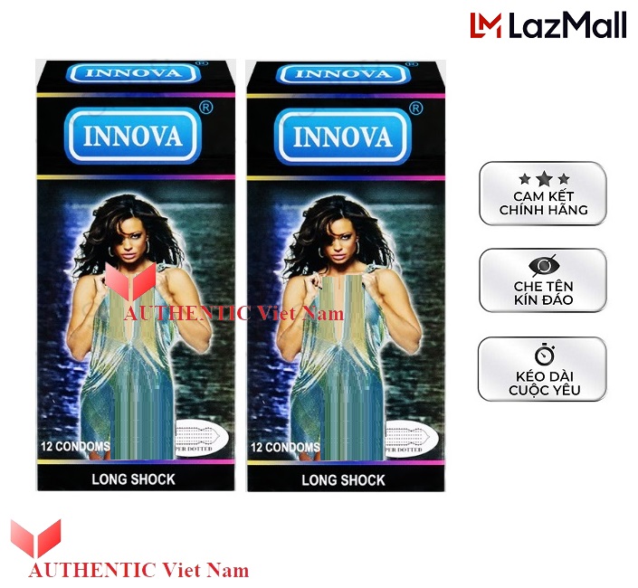 Bộ 2 Hộp Bao cao su Innova đen 12 bao - Siêu gai và Hỗ trợ kéo dài thời gian quan hệ