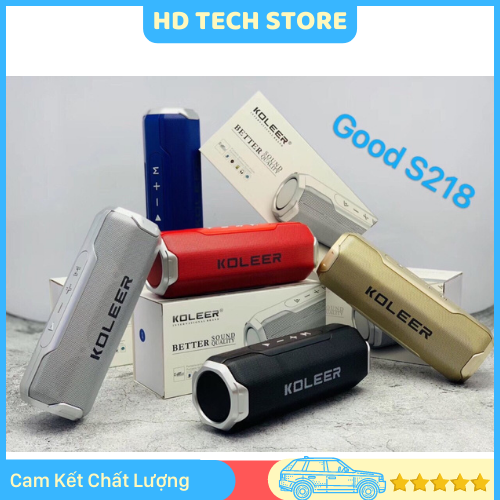 Loa bluetooth 5.0 Koleer S218, loa không dây mini nghe nhạc âm thanh HIFI, siêu trầm, hỗ trợ thẻ nhớ
