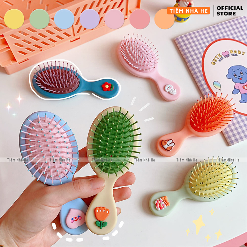 Lược Chải Tóc Mini Cầm Tay Giúp Gỡ Rối Cho Bé Họa Tiết Dễ Thương Phong Cách Hàn Quốc