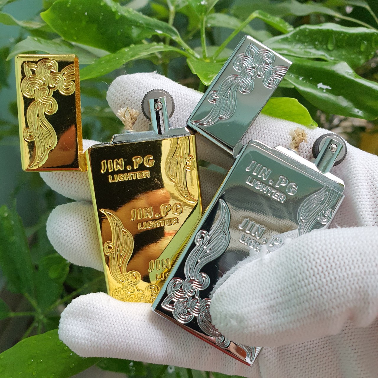 [HCM]Bật Lửa Xăng Đá Slim Hoa Văn ( Xài Xăng)