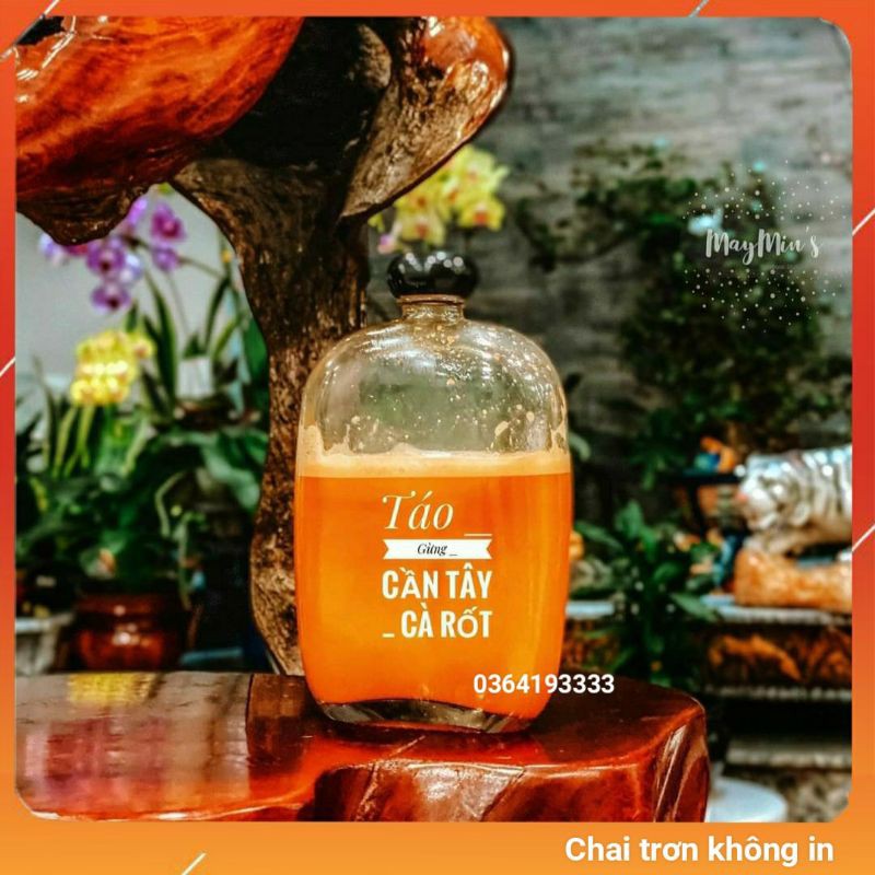 Chai thủy tinh dẹt 350ml đựng cafe nắp nhựa, chai trơn ko chữ