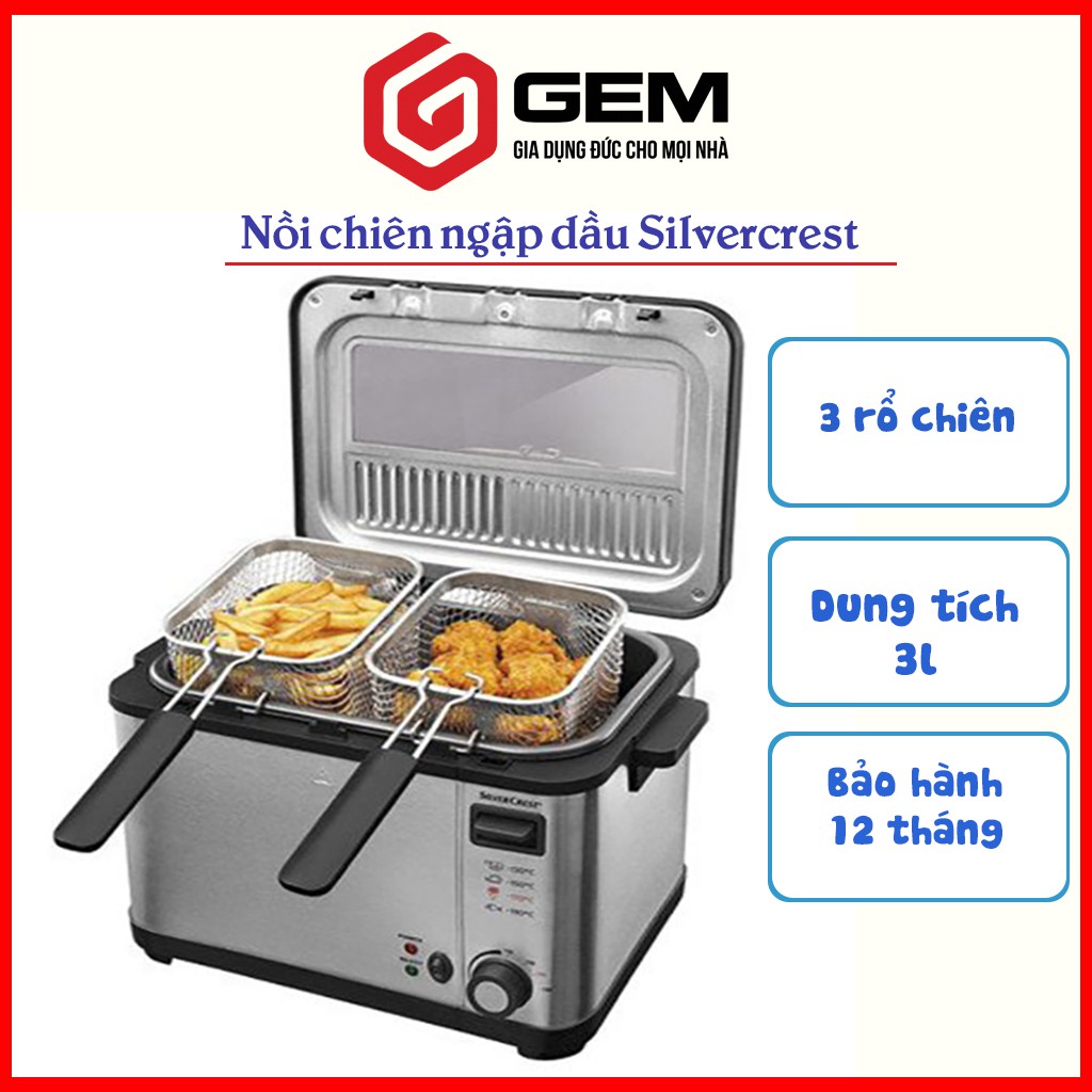 Nồi chiên ngập dầu silvercrest - nồi chiên ngập dầu mẫu 3 rổ chiên.
