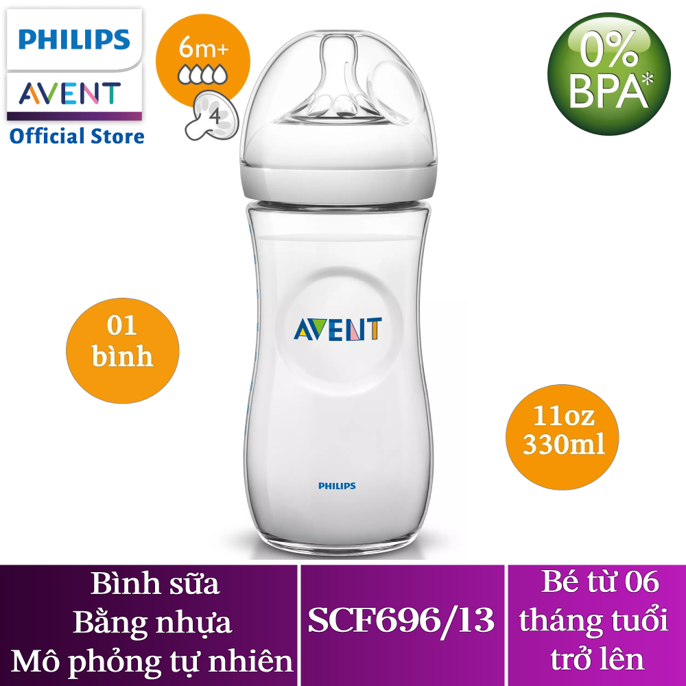 Philips Avent bình sữa mô phỏng tự nhiên 330ml cho bé từ 6 tháng SCF696/13