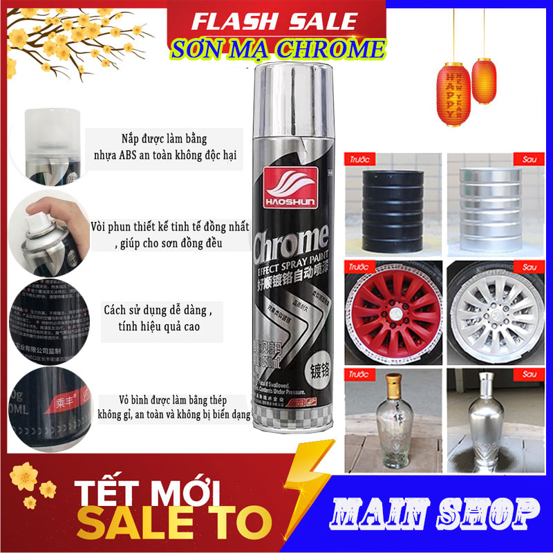 Bình sơm mạ chrome, lọ sơn xịt chống sét gỉ, sơn mạ chrome bạc màu inox, chai xịt mạ inox, lọ sơn màu inox crom bạc loại cao cấp, Chai sơn xịt mạ Chrome Plating 350ml màu inox crom bạc giá tốt dùng cho kim loại, ô tô, xe máy.