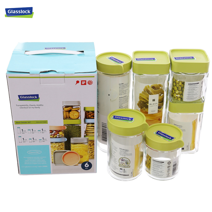 Bộ 06 hũ thủy tinh400 + 500 + 600 + 700 + 1050 + 1300 ml