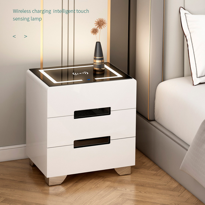 Tủ đầu giường 2 ngăn, 3 ngăn có ổ usb, sạc không dây, kệ đầu giường ngủ bằng gỗ, táp đầu giường