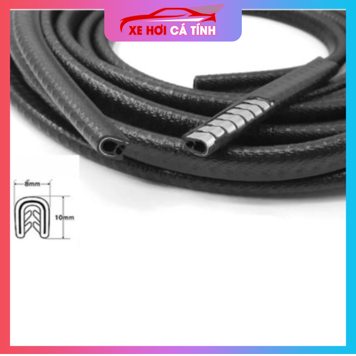 cuộn 6 mét gioăng lõi thép chữ u nẹp viền cửa xe oto - Đen, đỏ, trắng, xám, xanh viền cánh cửa đóng mở ô tô chống xước, va chạm