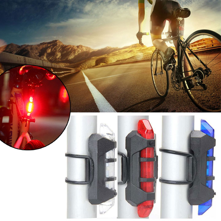 Đèn báo hiệu gắn đuôi xe đạp 5 LED USB có thể sạc được