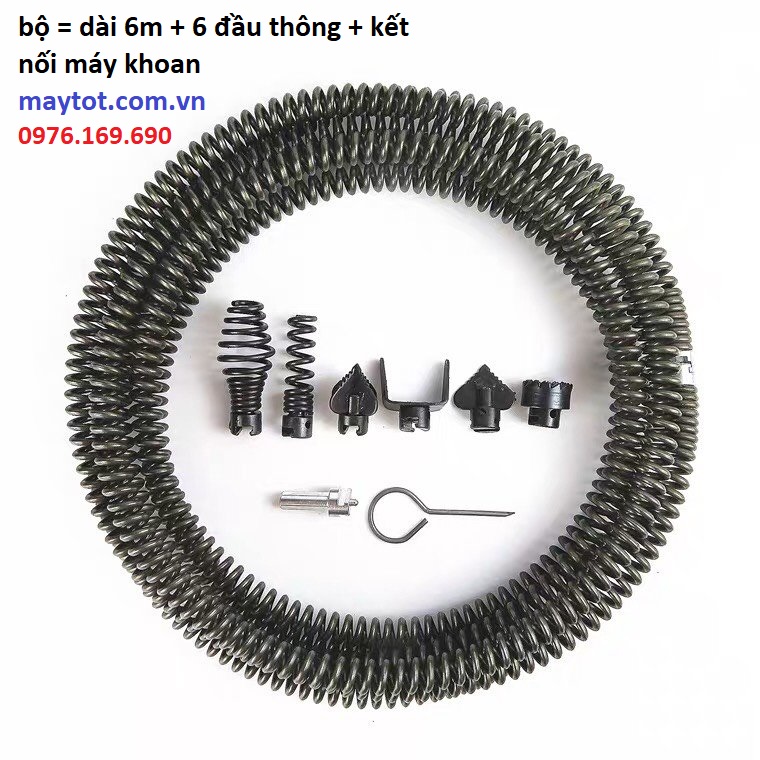 Dây thông tắc cống - loxo phi 16 - loại 6m - dùng cho máy khoan