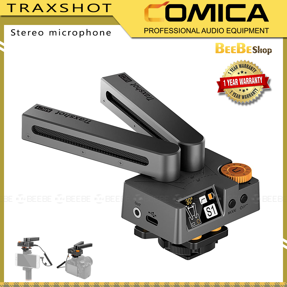 Comica Traxshot - Micro Thu Âm Stereo Cho Máy Ảnh, Điện Thoại, Super Cardioid