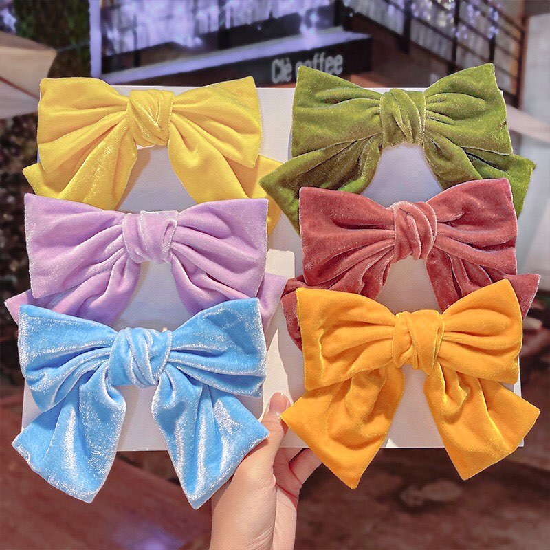 Kẹp tóc nơ Nhung cực dịu dàng nữ tính cho bạn gái - Có 4 màu - Rẻ sập sàn Lazada - Mẫu HOT Kẹp tóc nữ Hàn quốc giá rẻ