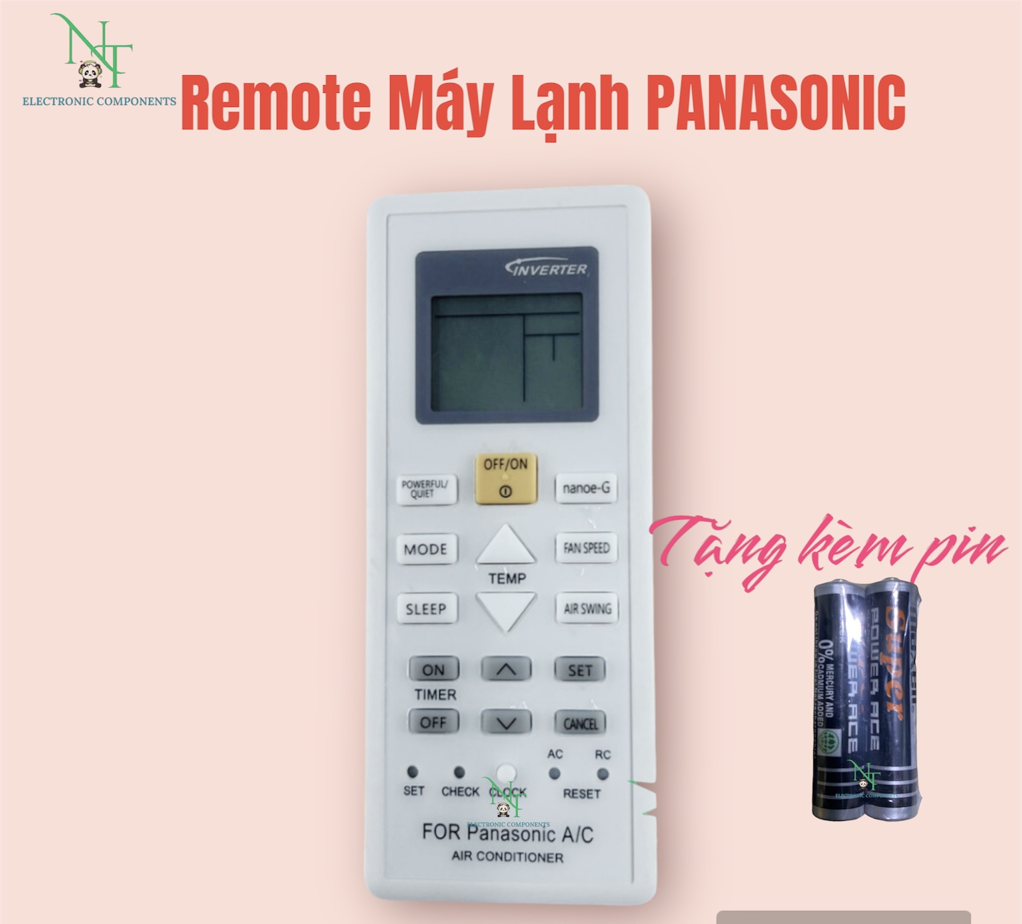 Remote điều khiển máy lạnh điều hòa panasonic air conditioner a/c inverter . tặng kèm pin sử dụng