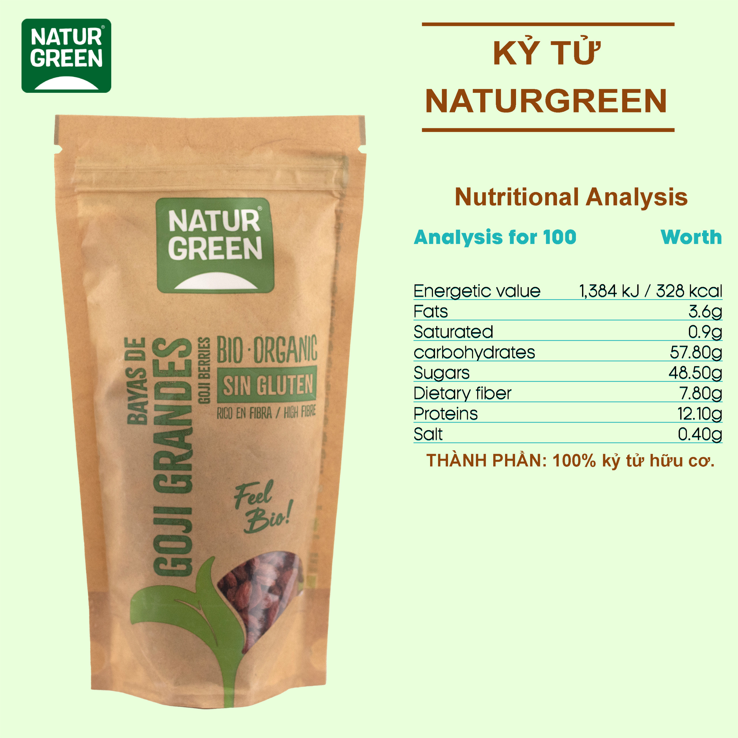 Kỷ Tử Goji Berries Hữu Cơ NaturGreen (200g)