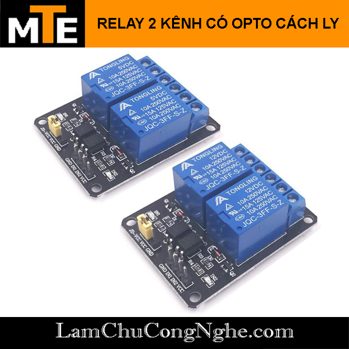 Module 2 relay kênh với opto cách ly 5V đóng cắt thiết bị điện 10A