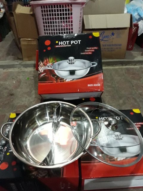 [HCM]Nồi Lẩu 2 Ngăn Size 32cm Chất Liệu Inox 304 Nồi Lẩu Inox 2 Ngăn Hot Pot Nồi Lẩu Thông Minh-An Toàn-Tiện Dụng-Bảo Hành 12 Tháng