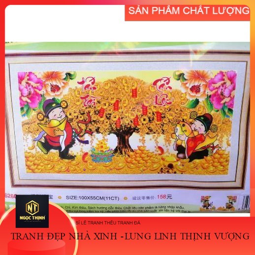 [HCM]Tranh thêu Dream valley Cây vàng Tấn tài Tấn lộc mã DV6260 kích thước 100*55cm [Hàng có sẵn]