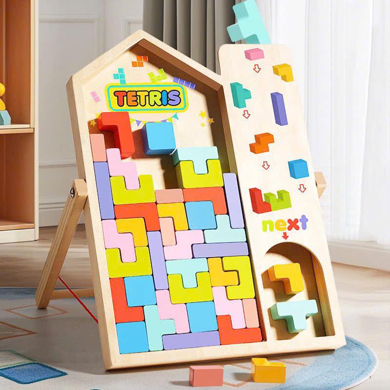 Đồ chơi bộ xếp hình, xếp gạch thông minh LOẠI DÀY cho bé - bảng ghép Tetris size đại montessori