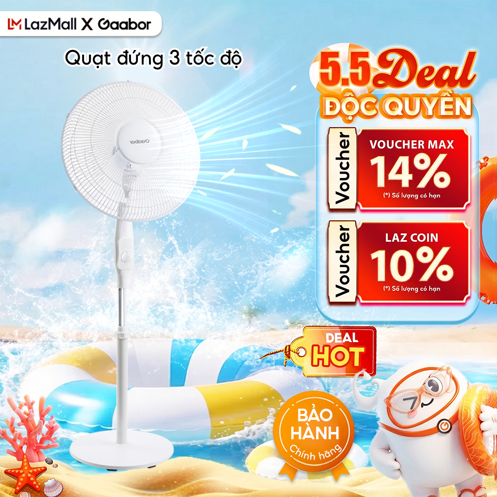 Quạt cây đứng gia đình Gaabor FM430M-WH05A xoay tự động tuần hoàn có 3 chế độ gió tùy chỉnh - Bảo hành 12 tháng 1 đổi 1