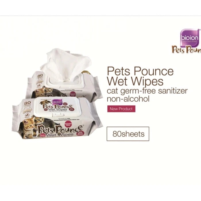Bioion Khăn ướt khử mùi và sạch khuẩn cho thú cưng Pets Pounce Wet Wipe 80