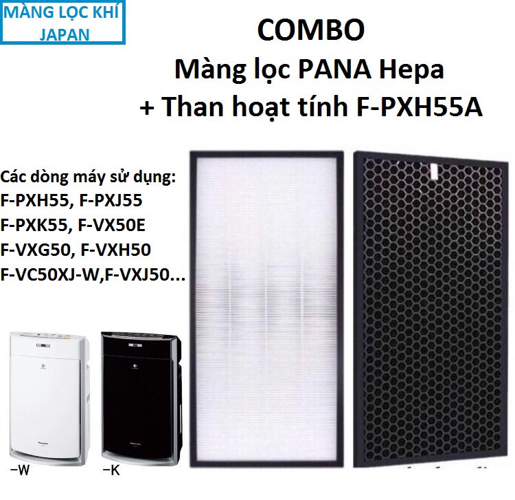 Combo màng lọc hepa pana + màng than hoạt tính f-pxh55a