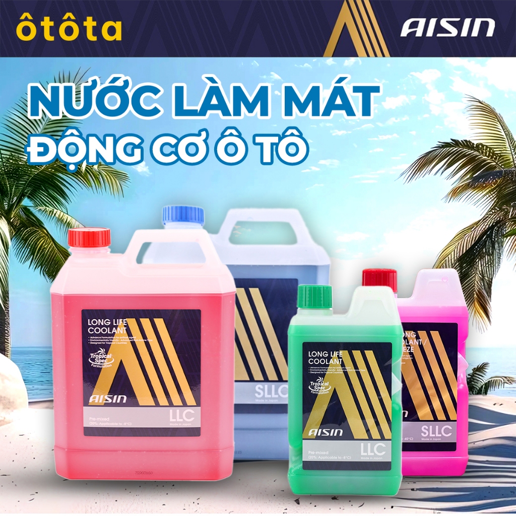  Nước Làm Mát AISIN 1L 4L. Nước Làm Mát AISIN Nhật Bản cho ô tô xe hơi tuổi thọ 2 - 4 năm  50.000-100.000km  