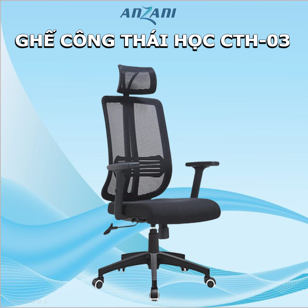 Ghế Công Thái Học Anzani CTH-03 Ngả Lưng Đệm Lưới Thoáng Mát Đàn Hồi