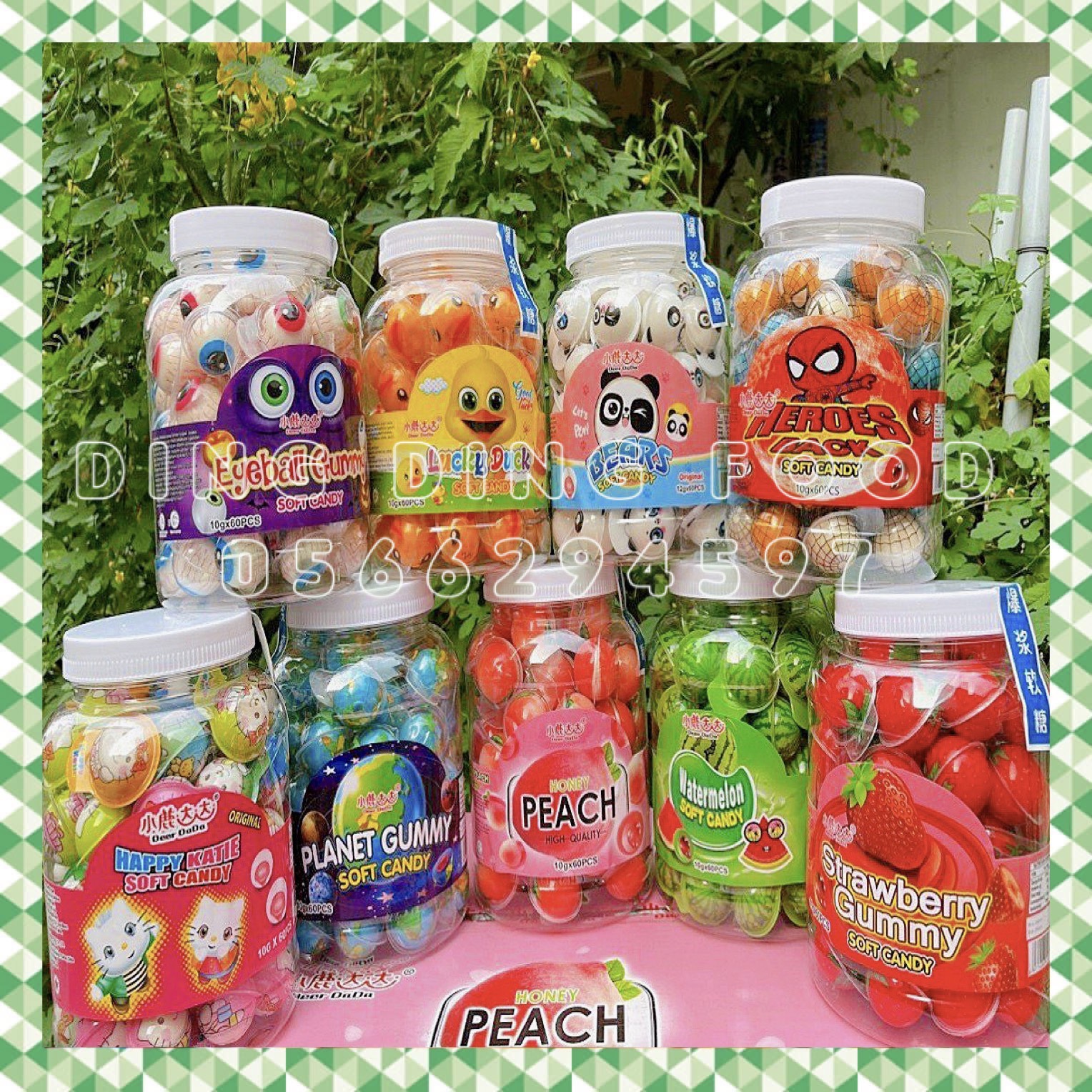 Date 2024 - 1 hủ kẹo dẻo có nhân viên nhỏ , hình mắt/dưa hấu/dâu tây/trái banh/squidgame hongkong, ăn vặt siêu ngon, ding ding food