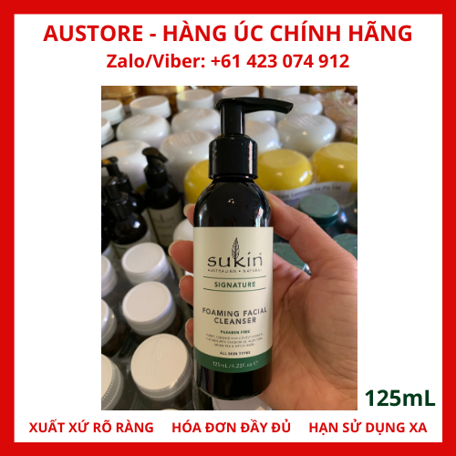 [Bill Úc] Sukin Foaming Facial Cleanser Pump 125ml - Sữa rửa mặt tạo bọt Sukin 125mL