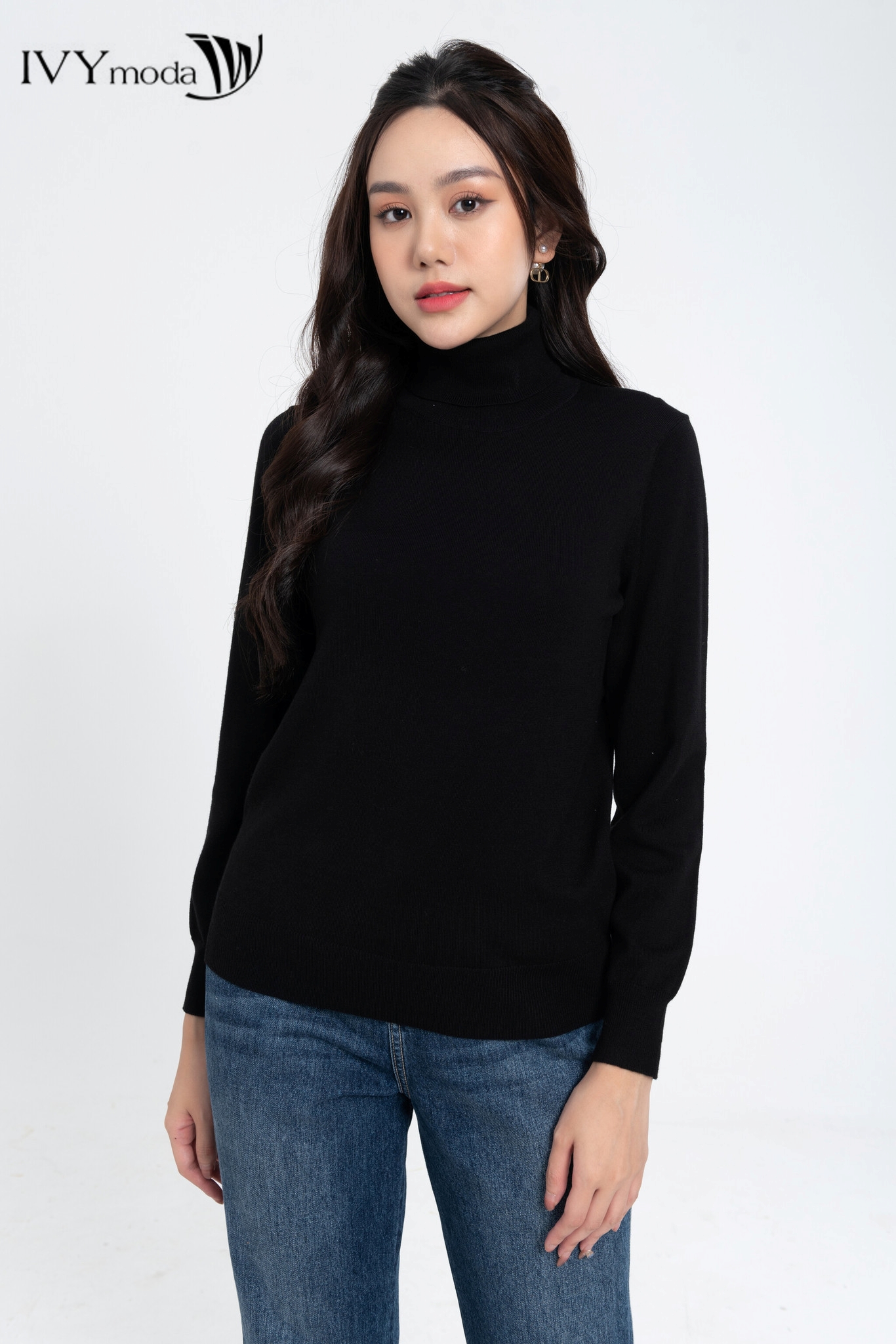 Áo len nữ dài tay cổ lọ dáng basic ivy moda ms 58p0075