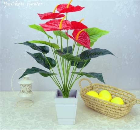 Cây hồng môn cỡ lớn  cao 50cm trang trí/Cây hoa giả