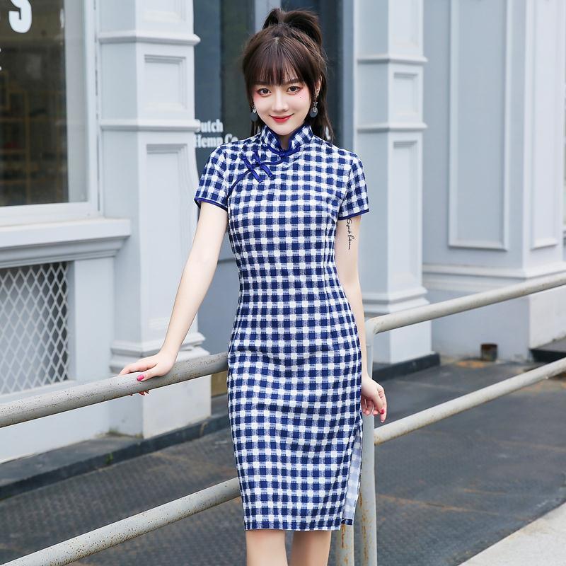 Sườn xám trung quốc cổ điển thời xưa cải tiến ,sườn xám dáng ôm tay ngắn
