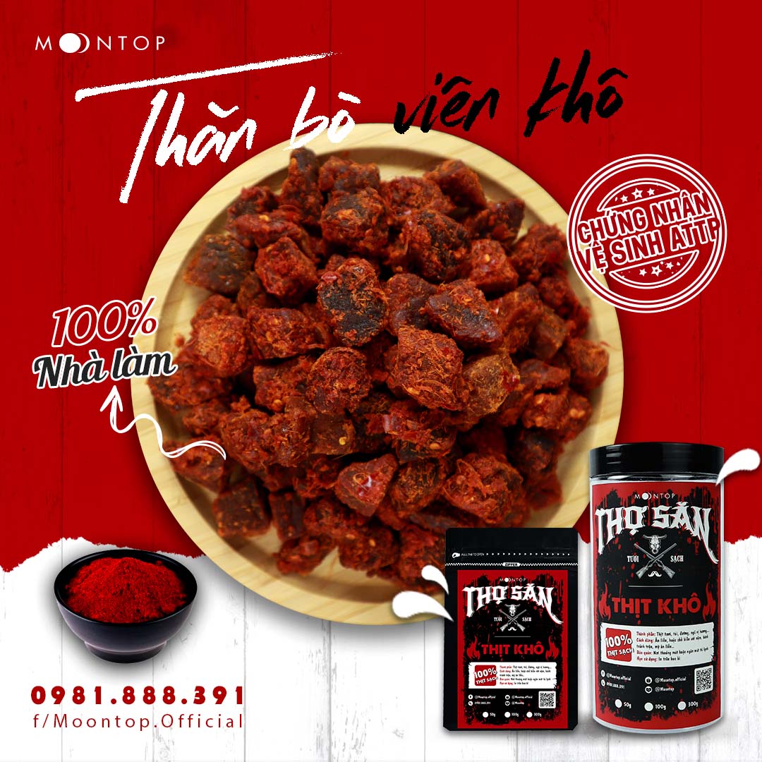 Thăn bò viên khô thợ săn - thịt khô homemade moontop