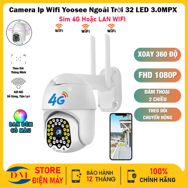 NEW 2023  CAMERA YOOSEE Sim 4G -Camera Ip Wifi Yoosee Ngoài Trời 32 LED