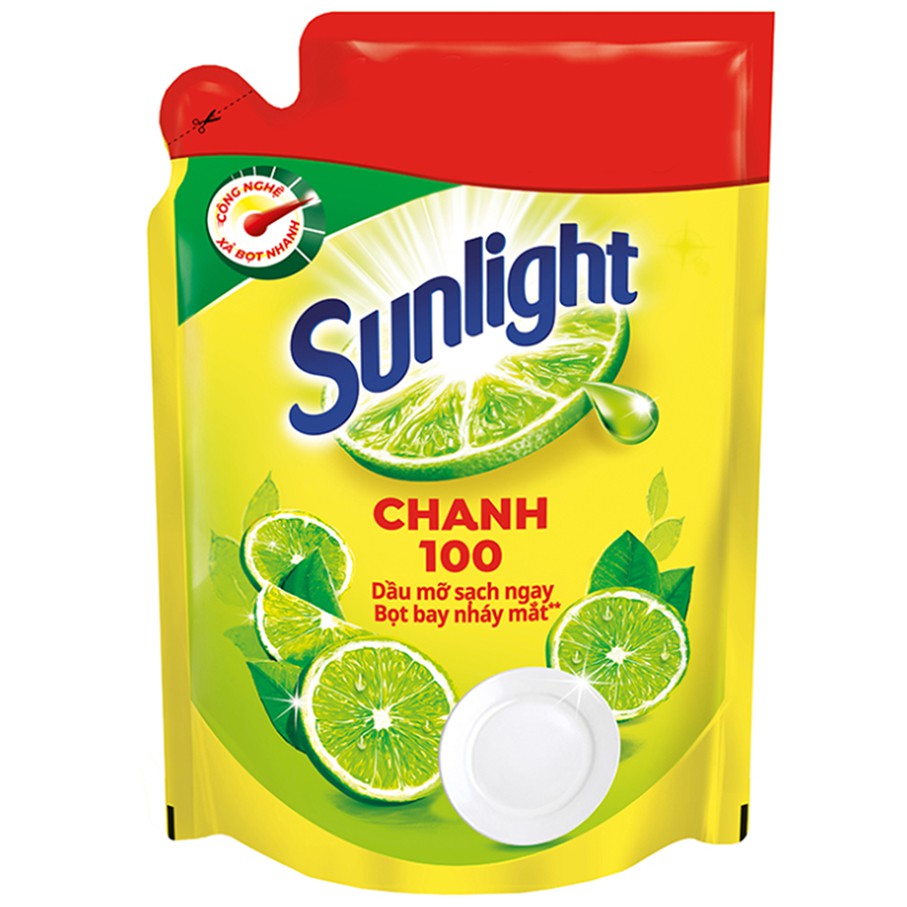 Nước Rửa Chén Bát Sunlight Chanh Diệt Khuẩn Túi 2.6kg
