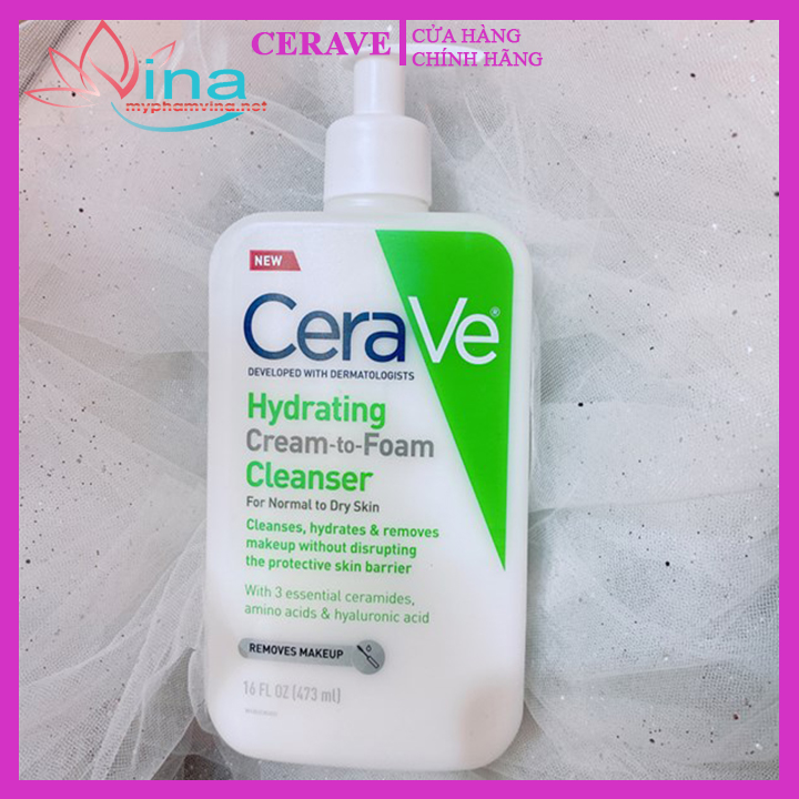 Sữa rửa mặt Cerave Hydrating Cream-to-Foam Cleanser 473ml