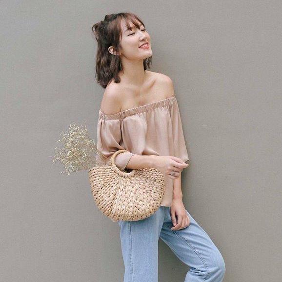 Túi Cói Bán Nguyệt Sợi Lục Bình Hàng Xuất Khẩu
