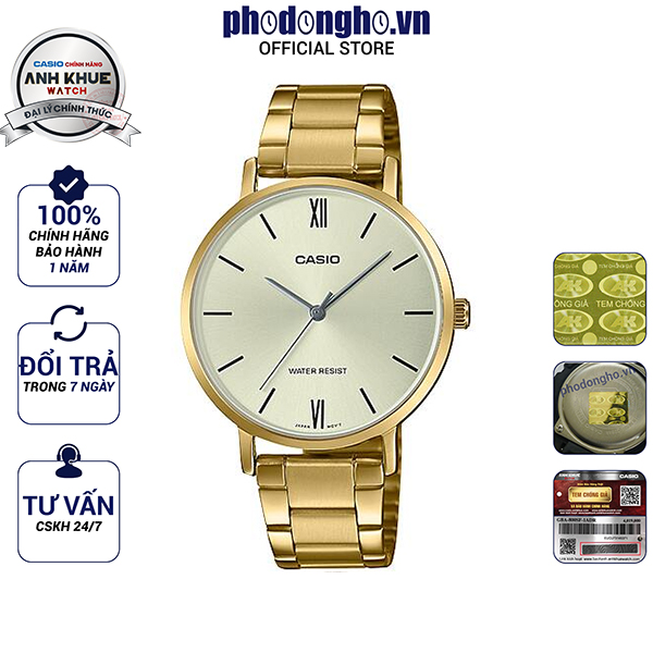 Đồng hồ nữ dây kim loại casio anh khuê ltp-vt01g-9budf