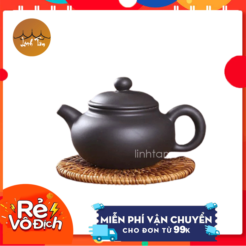 Ấm trà tử sa gốm sứ Nghi Hưng tiêu chuẩn dáng tròn vòi cong, Ấm trà tử sa trà đạo - Linh Tâm Mộc Trầm