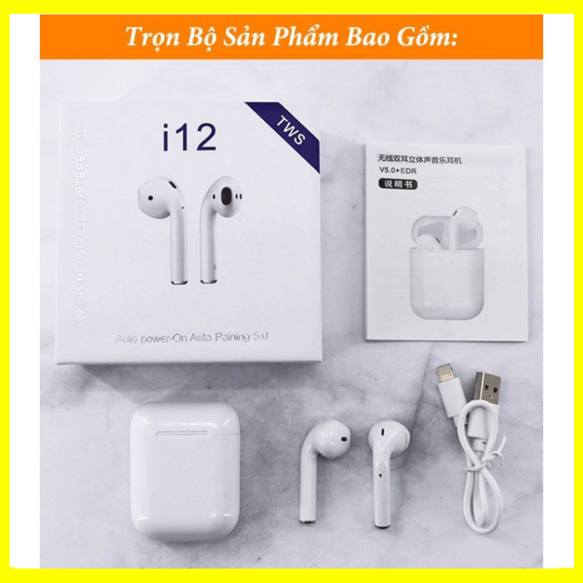 Tai Nghe Bluetooth i12 TWS Kết Nối Không Dây - Âm thanh sống động, cảm ứng cực nhạy - I12