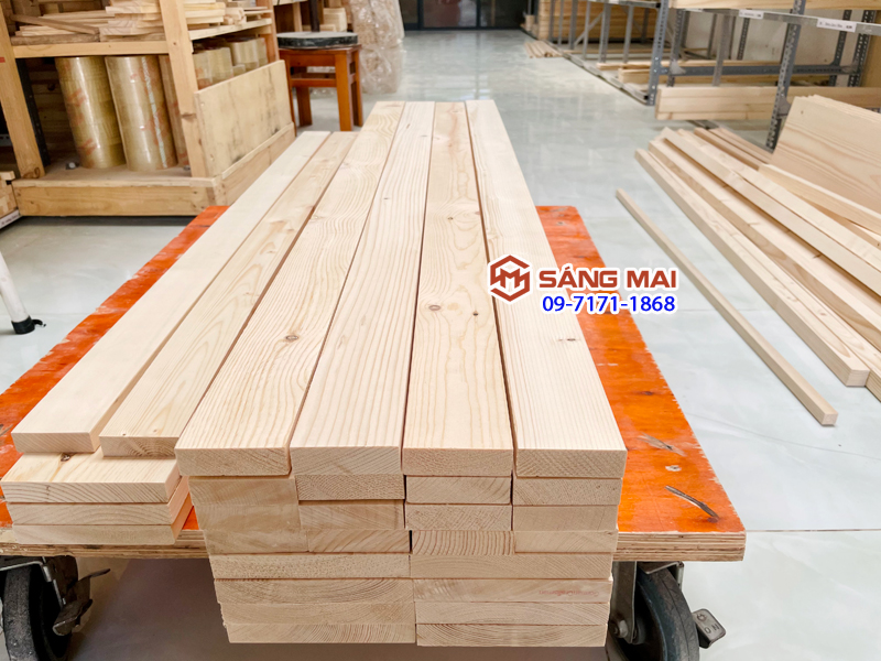 [MS18] Thanh gỗ thông 2cm x 6cm x dài 1m2 + láng mịn 4 mặt