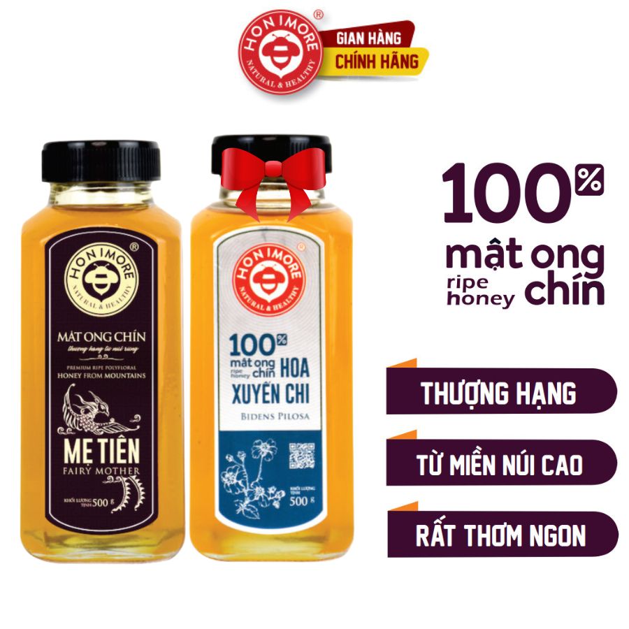 Mật ong rừng, mật ong nguyên chất - Mật ong chín Honimore Mẹ Tiên 500g + Mật ong rừng nguyên chất 500g
