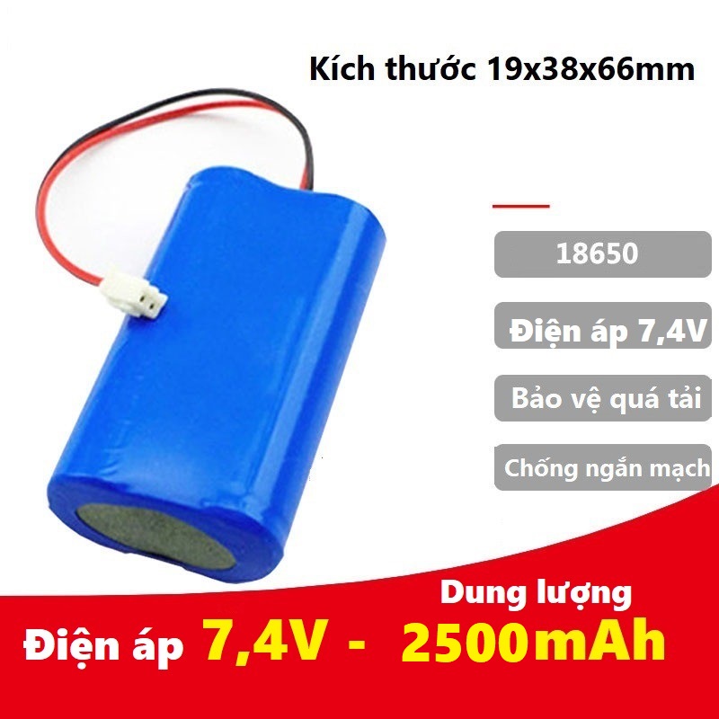 Pin sạc cho loa trợ giảng, loa bẫy chim điện áp 7,4V, dung lượng 2500mAh