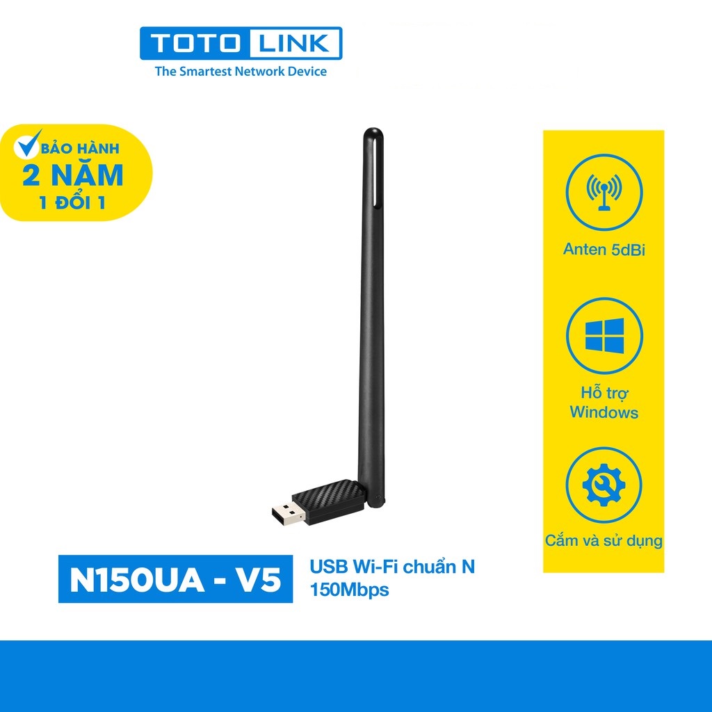Usb wifi chuẩn n 150mbps totolink n150ua-v5 - hãng phân phối chính thức
