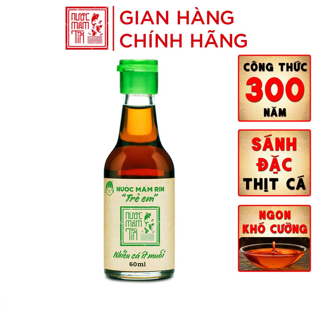 Nước mắm Tĩn Trẻ Em Cho Bé Ăn Dặm độ đạm 42N chai thủy tinh mini 60ml rin nguyên chất sạch