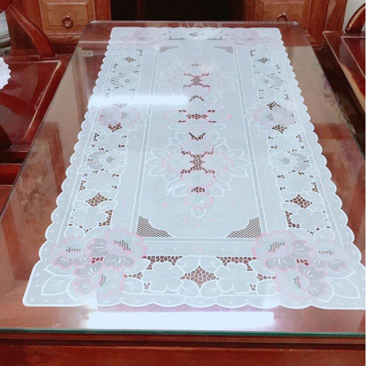 Khăn trải bàn salon hình chữ nhật HANABI 40x92cm Towa của Nhật Bản (Hàng nhập từ Nhật Bản) nhựa PVC không hút nước, không mùi